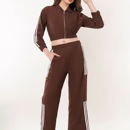 clobug Side Striped Shirt Collar Neck Sweatshirt With Jogger image 5