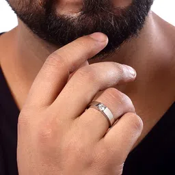 KARATCART Set Of 2 Silver-Plated White Stone Studded Adjustable Finger Rings image 2