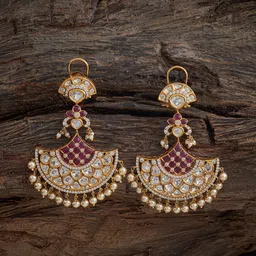 Kushal's Fashion Jewellery Victorin Plated Kundan Studded Crescent Shaped Drop Earrings-picture-24