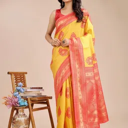 Mitera Ethnic Motifs Printed Zari Banarasi Saree-image-40