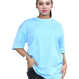 RAPL Women Solid Round Neck Cotton Oversized T-shirt-image-25