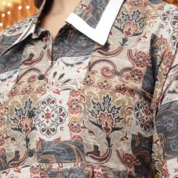 SZN Women Ethnic Motifs Printed Crepe Fit & Flare Dress image 5