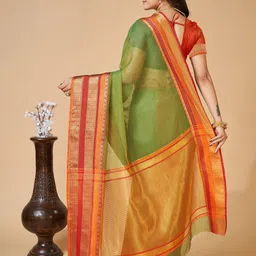 Anjaneya Sarees Woven Design Border Zari Kanjeevaram Saree image 3