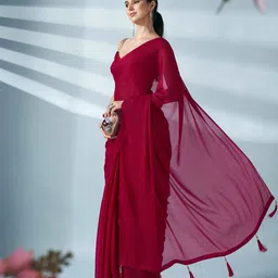 Tikhi Imli Satin Saree With Belt image 3