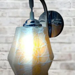 1ST TIME Yellow & Cream-Coloured Printed Metal Contemporary Abstract Shaped Shaped Wall Lamp-image-24