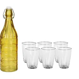 1ST TIME Yellow & Transparent Glass Solid Water Bottle-picture-18
