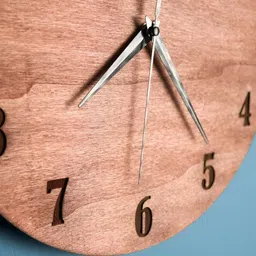 QEZNEF Brown Geometric Round Wooden Analogue Wall Clock image 3