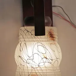 1ST TIME Brown & White Printed Wood Contemporary Abstract Shaped Shaped Wall Lamp image 3