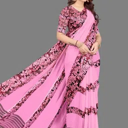 GHAN SALS Abstract Printed Baluchari Saree With Unstitched Blouse Piece image 2