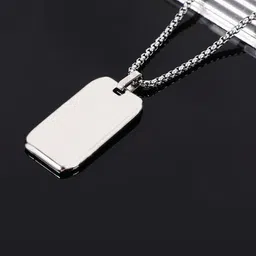 MEENAZ Men Silver-Plated Square Pendants with Chains image 4