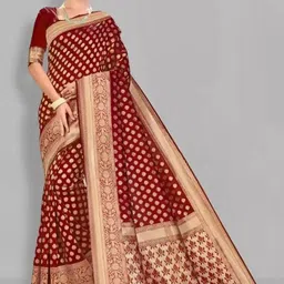 Florence Ethnic Motifs Woven Design Zari Pure Silk Saree-image-56
