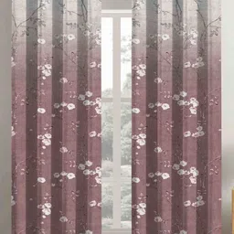 HOMEBREW FURNISHINGS Rose Gold Toned 2 Pieces Floral Printed Long Door Curtains-picture-15