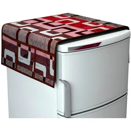 LooMantha 5-Pcs White & Brown Printed Fridge Cover image 3