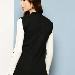 Aarika Self Design V-Neck Woollen Cardigan image 2