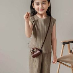 FOREVER FRIDAY Girls Pure Cotton Sleeveless Top with Trousers-picture-31