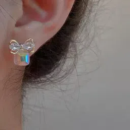 Estailo fashion Artificial Stones Studded Square Shaped Studs image 3