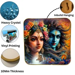 SHRI KHATU SHYAM CREATION Blue & Yellow Radha Krishna Printed Religious Wall Art image 3