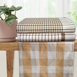 Athom Living Khaki & White 3 Printed Cotton 210 GSM Bath Towel-picture-6