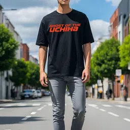 SZN Men Black & Red Graphic Printed Drop-Shoulder Sleeves Round Neck Oversized T-shirt image 4