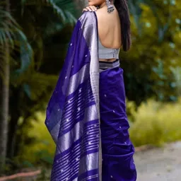 THE AQUARIUS Woven Design Zari Art Silk Handloom Banarasi Saree image 3