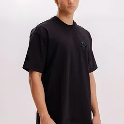 BDSQUARE Men Black Panther Graphic Printed Short Sleeves Round Neck Oversized T-shirt image 4