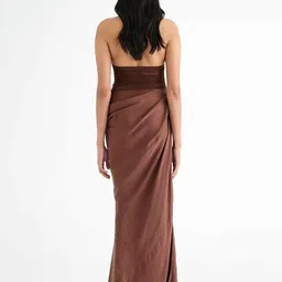 StyleCast x Revolte Women Halter Neck Semi Sheer Ruched Maxi Dress image 4