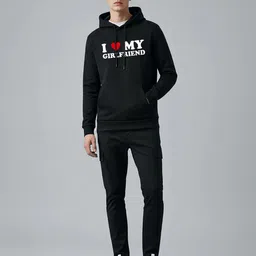 Manlino Men Typography Printed Hooded Sweatshirt image 2