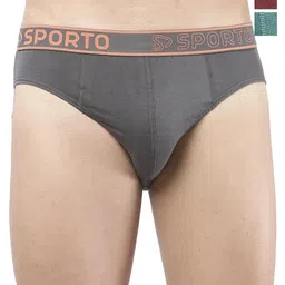 Sporto by Macho Pack Of 3 Cotton Mid-Rise Briefs-image-64