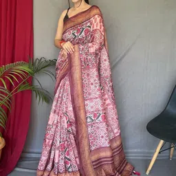 KALINI Pink Printed Cotton Blend Sarees-picture-20