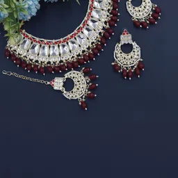 Women Click Stones Studded & Beaded Jewellery Set-image-62
