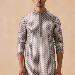 Jompers Men Floral Embroidered Thread Work Kurta image 5