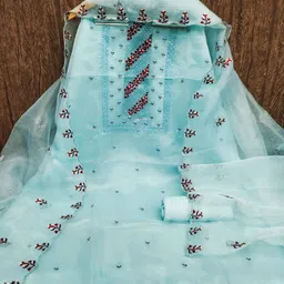 Maroosh Floral Embroidered Beads and Stones Organza Unstitched Dress Material-picture-30