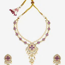 Kushal's Fashion Jewellery Victorian-Plated Kundan Studded & Beaded Jewellery Set image 4