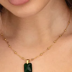 PALMONAS 18k Gold-Plated Emerald Necklace image 3
