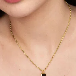 PALMONAS Black Enamel Necklace 18k Gold Plated Gold-Toned Necklace image 3