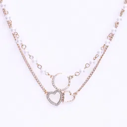 VOGUE PANASH Gold-Plated Heart & Moon Shaped Beaded Layered Necklace image 3