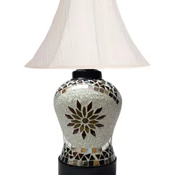 Devansh Off White Glass Traditional Abstract Shaped Table Lamp image 3