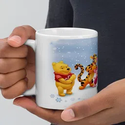 Mr UVD White Cartoon Characters Printed Ceramic Glossy Mug 350 ml image 3