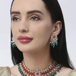 Anouk Gold-Plated Kundan-Studded & Beaded Jewellery Set image 5