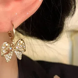 AKISON JEWELS Bow Shaped Gold-Plated Drop Earrings-picture-31
