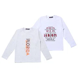 NeuVin Kids Pack of 2 Typography Printed Round Neck T-shirts-image-24