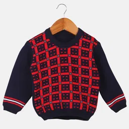 TRENDY WORLD Boys Pack of 2 Navy Blue Wool Printed Sweaters image 3