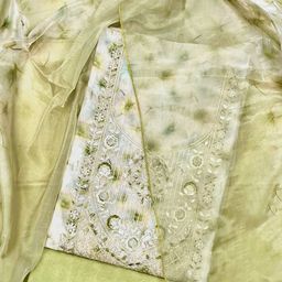 Panzora Floral Embroidered Zari Work Organza Unstitched Dress Material-picture-49