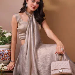 GHAN SALS Solid Saree with Blouse Piece image 5