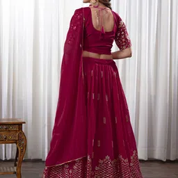 PAYAL CREATION Embroidered Foil Print Ready to Wear Lehenga & Semi-Stitched Blouse With Dupatta image 3