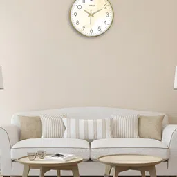 RANDOM Gold-Toned & White Printed Contemporary Wall Clock image 2