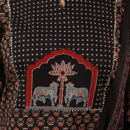 Indo Era Ethnic Motifs Printed Pure Cotton Straight Kurta With Trousers & Dupatta image 4