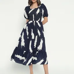 Raiyani Fashion Women Print A-Line Midi Dress-image-37
