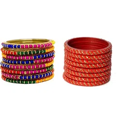 THE BLAZZE Set Of 2 Multi Glass Artificial Stones & Beads Bangle-picture-34