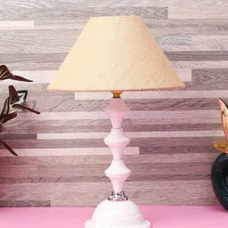 foziq White & Beige Solid Table Lamp image 2